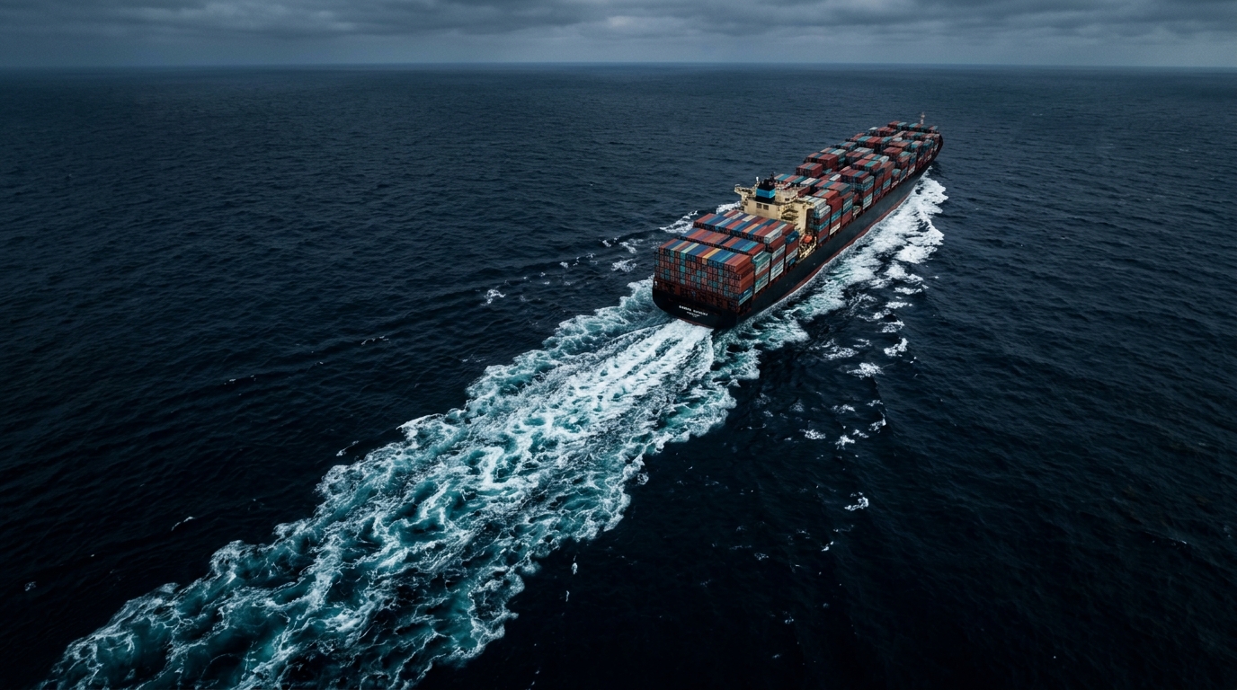 Vessel Wake in Deep Navy Ocean